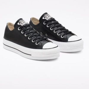 Black leather platform
